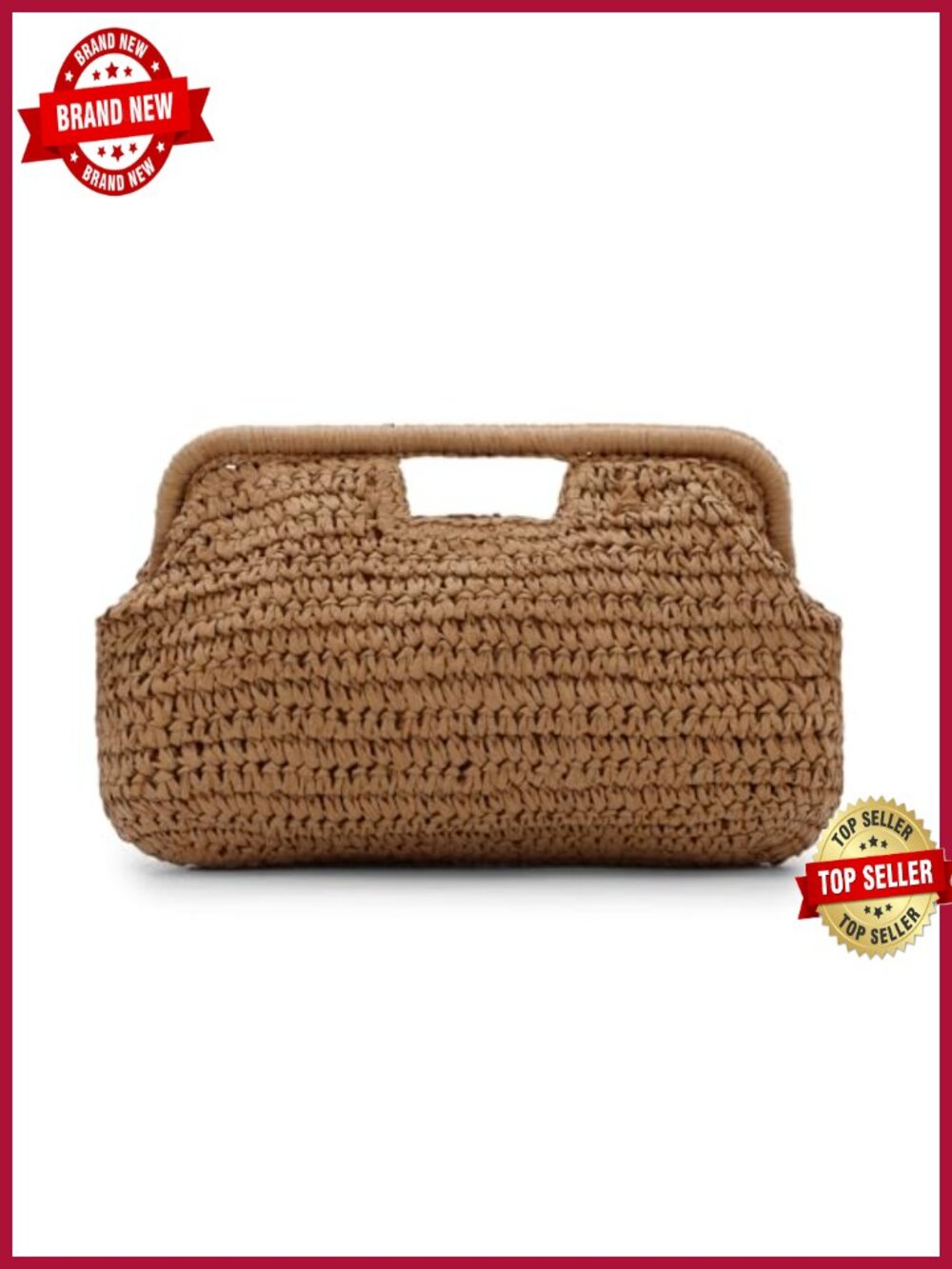Straw Clutch Purse - Paper Rope Dumpling Bag for Summer Beach Evening